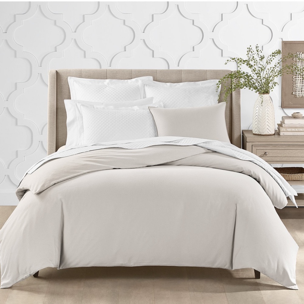 CHARTER CLUB grey Luxe Portuguese Cotton Flannel 3-Pc Duvet Cover Set Fu…